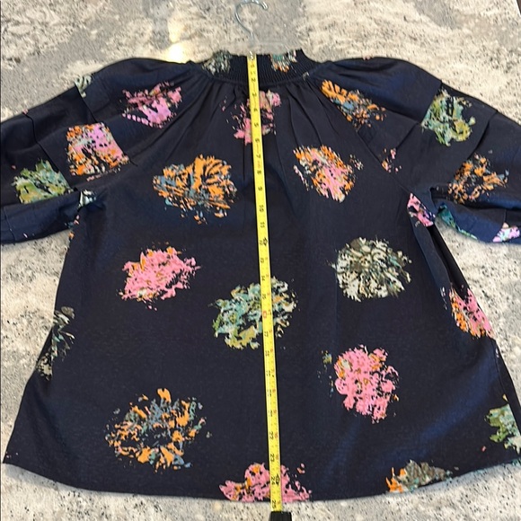 NIC+ZOE Blue Puff Sleeve Blouse with Mandarin Collar - Picture 8 of 9